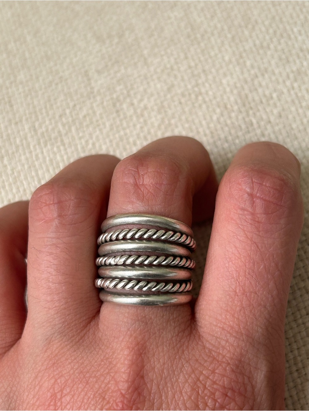 Sterling Multi-Band Rope Detail Ring